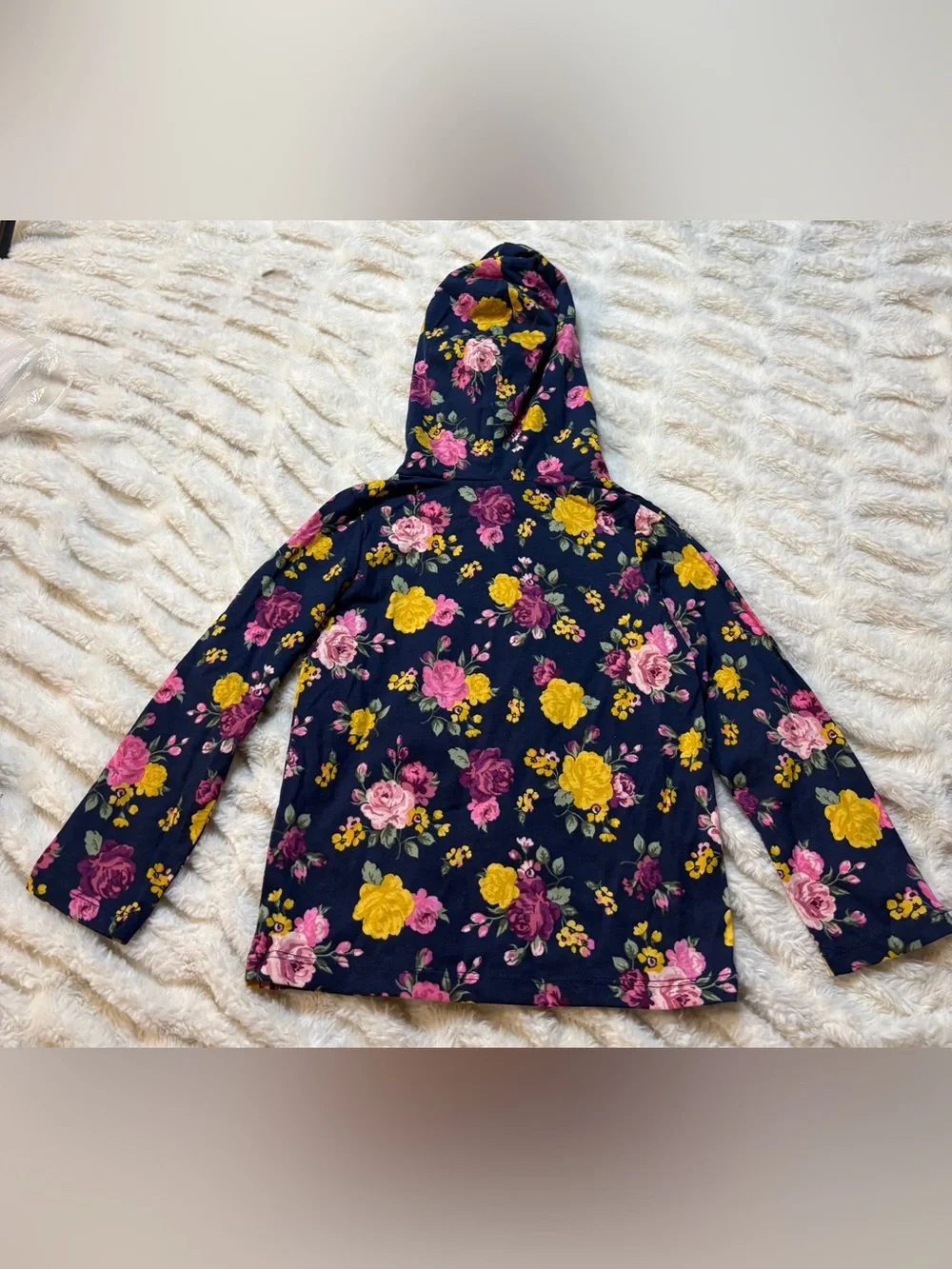 Garanimals Navy Hooded Floral Top with Pink & Yellow Roses